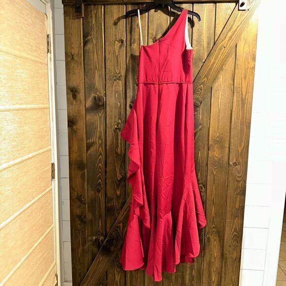 NWT Ieena for Mac Duggal One Shoulder Ruffle Gown - Picture 2 of 7